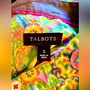 Talbots Colorful Designed Top, Size Small
